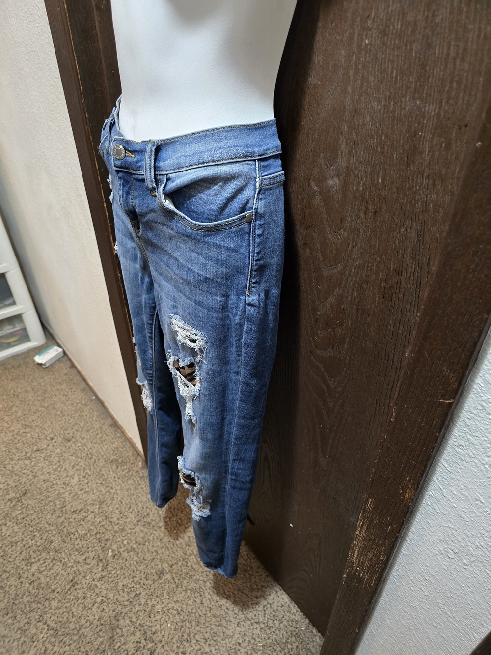 Judy Blue Blue Skinny Jeans with Leopard Patch Distressing - Picture 6 of 7